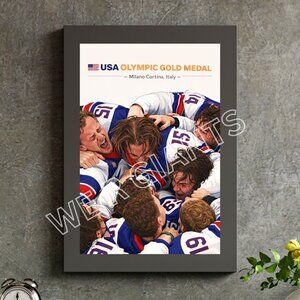 USA Olympic Gold Medal 2026 Milano Cortina Hockey Team Poster Print 11X17